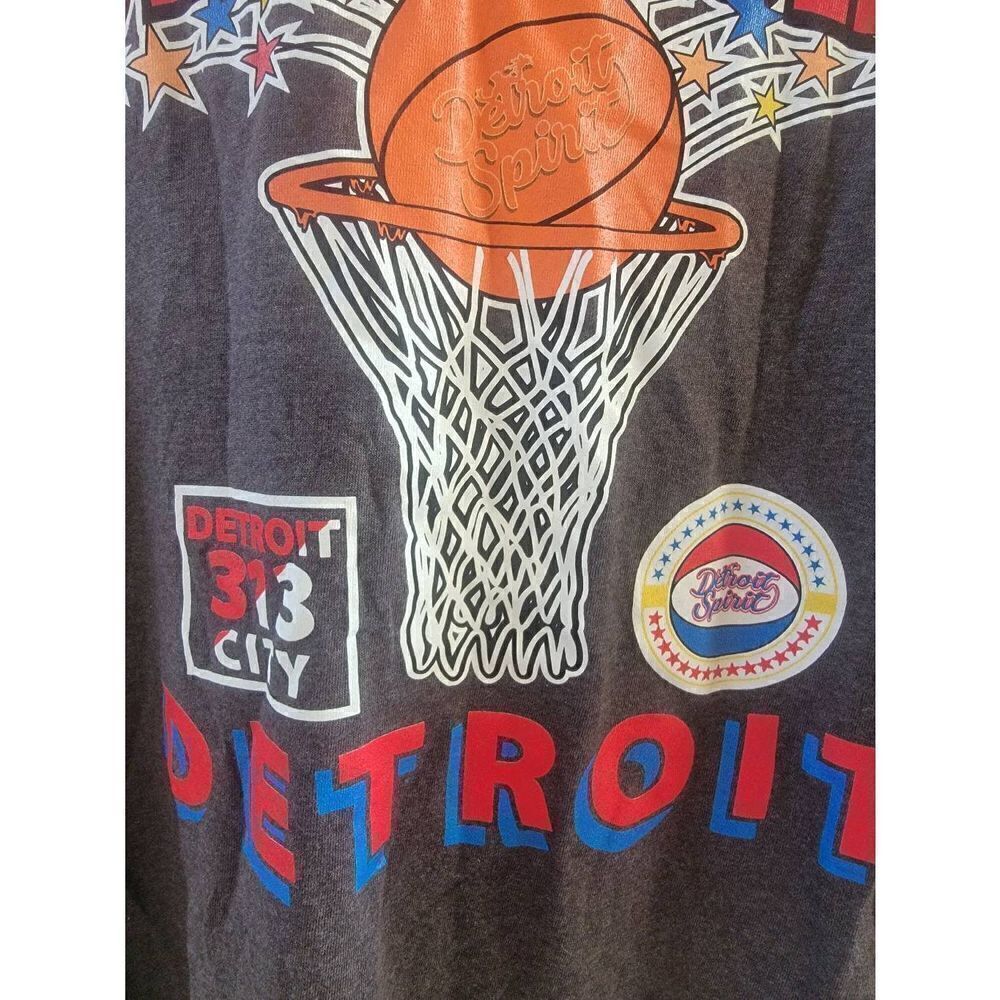 TY Mopkins starter Men's World Champions Detroit Basketball Rare T-shirt Gray XL - Picture 2 of 6